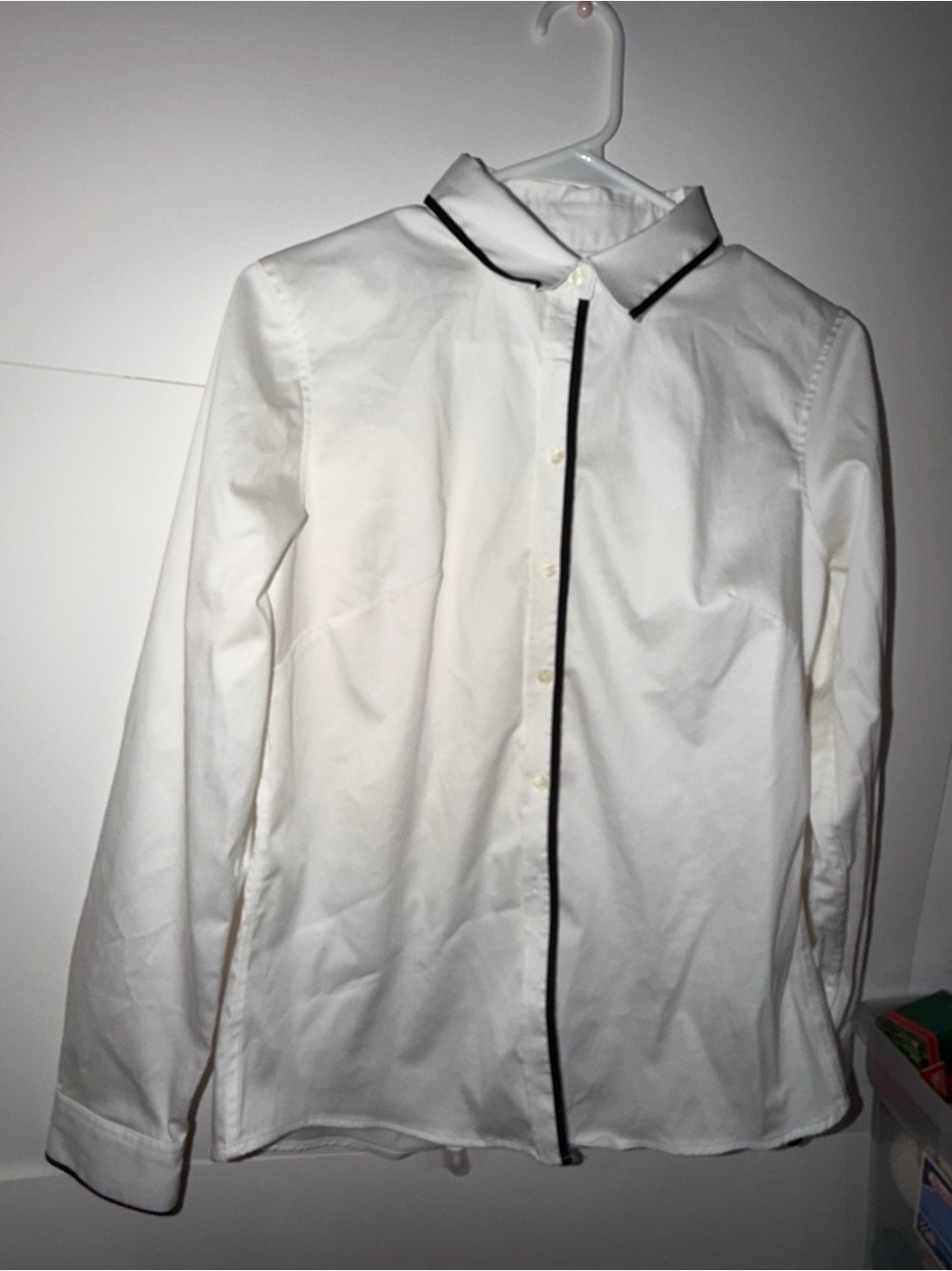 Banana Republic White Button-Down With Black Piping